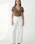 TEE-SHIRT COL V - COLE - NOISETTE TEE SHIRT NEW KOOKAI Mode Kookai