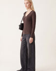 TEE-SHIRT COL V - MATHILDA - BRUN TEE SHIRT KOOKAI Mode Kookai