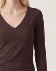 TEE-SHIRT COL V - MATHILDA - BRUN TEE SHIRT KOOKAI Mode Kookai