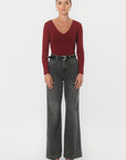 TEE-SHIRT COL V - MATHILDA - CABERNET TEE SHIRT KOOKAI Mode Kookai