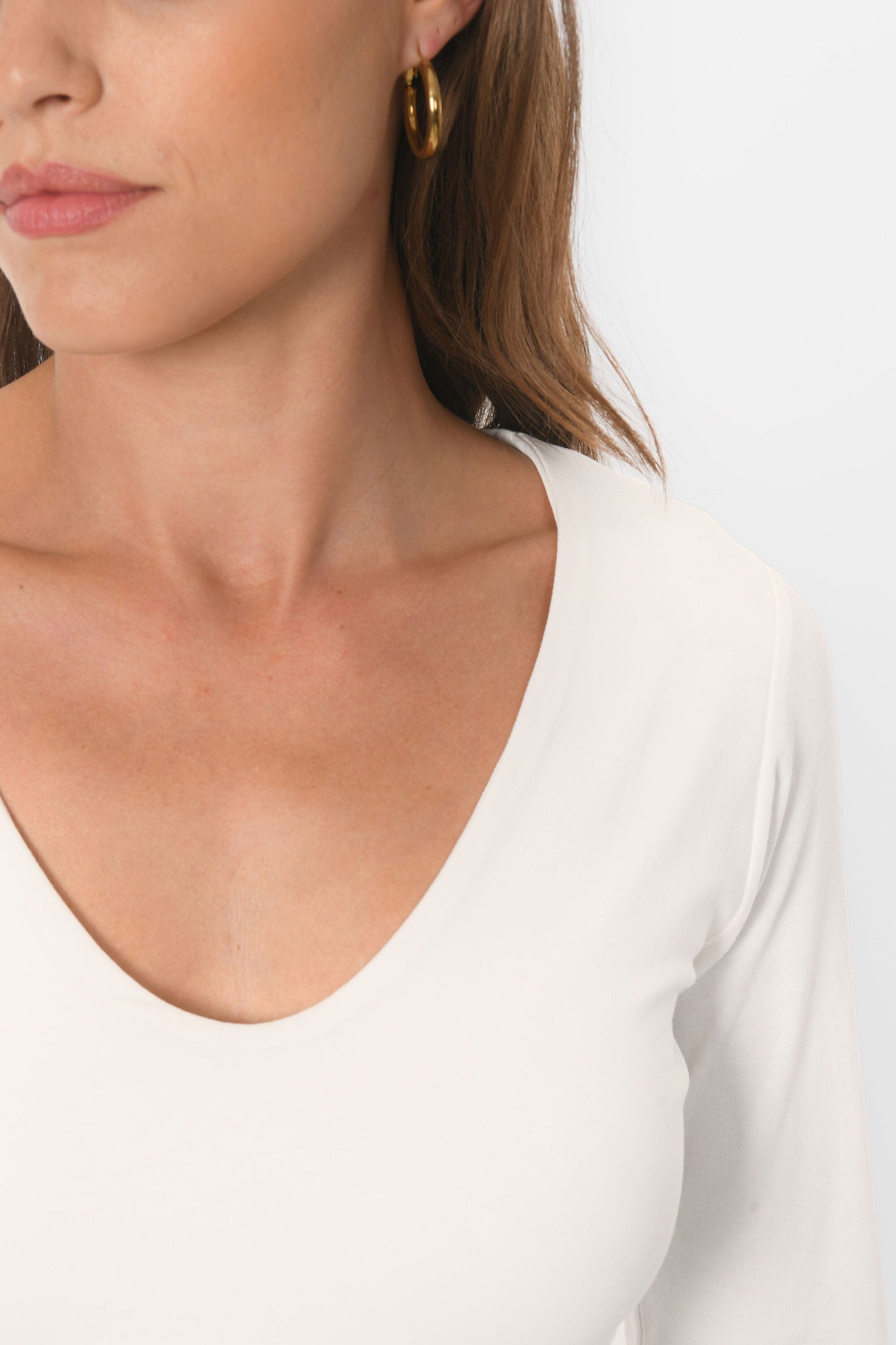 TEE-SHIRT COL V - MATHILDA - ECRU TEE SHIRT KOOKAI Mode Kookai
