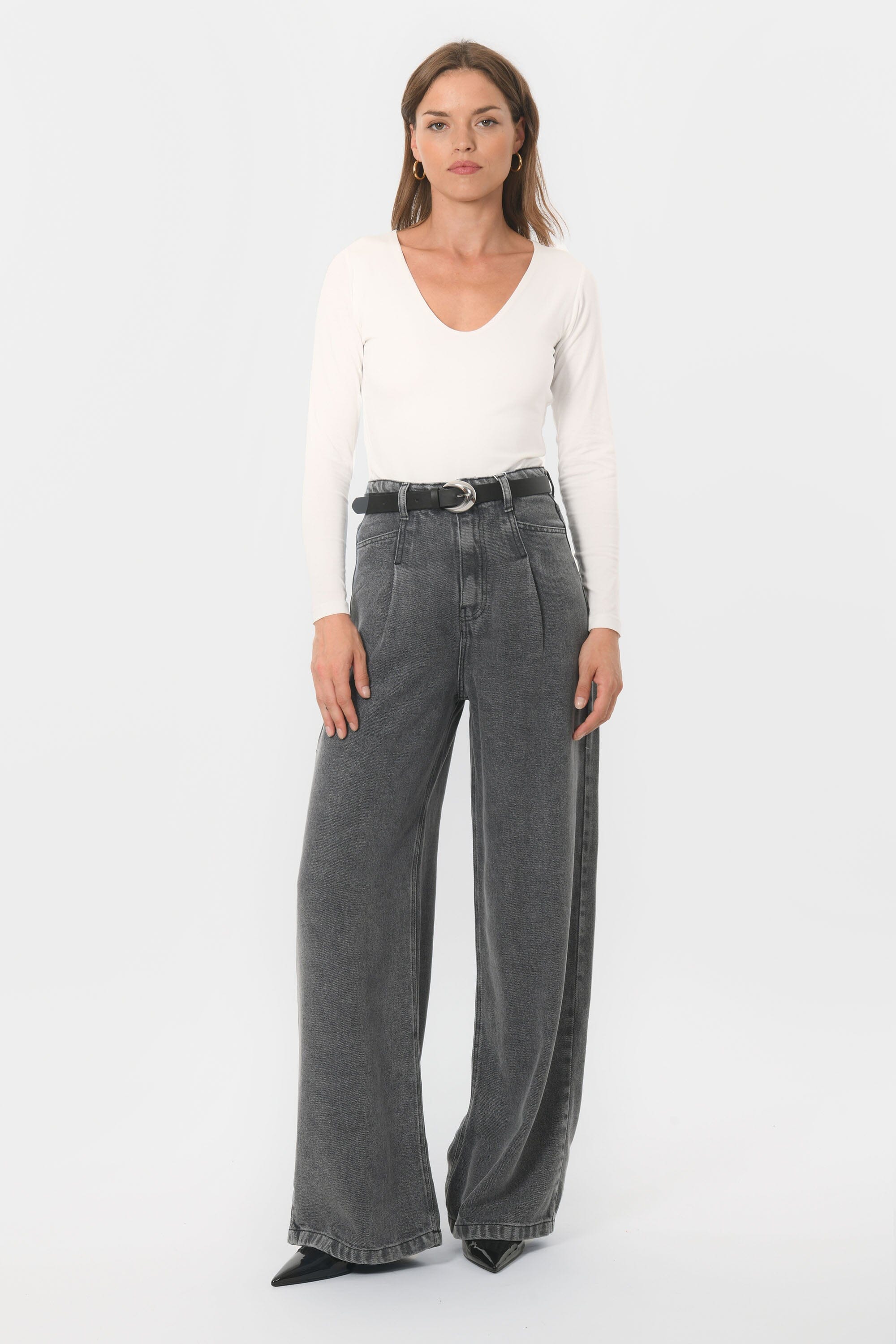 TEE-SHIRT COL V - MATHILDA - ECRU TEE SHIRT KOOKAI Mode Kookai
