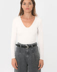 TEE-SHIRT COL V - MATHILDA - ECRU TEE SHIRT KOOKAI Mode Kookai