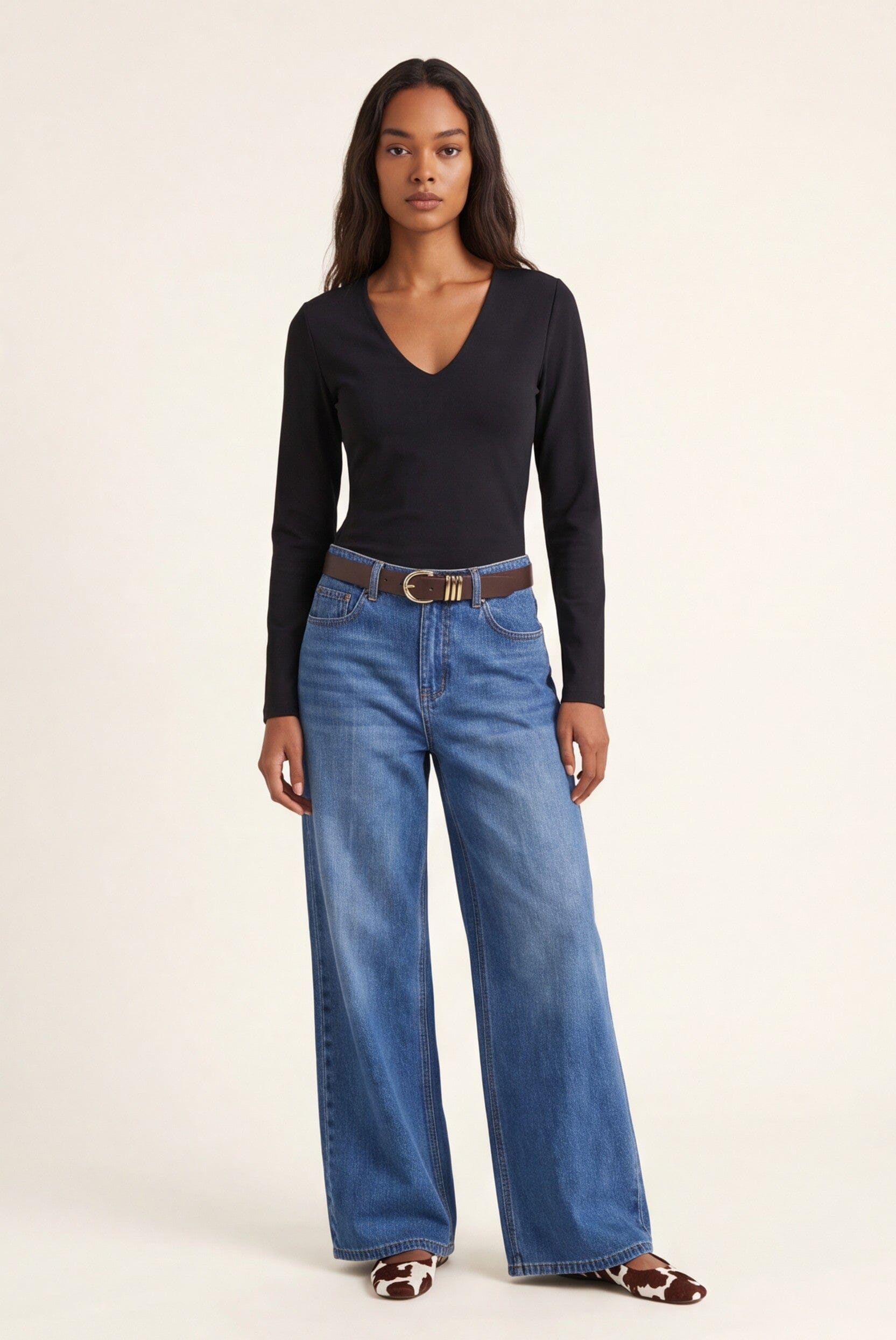 TEE-SHIRT COL V - MATHILDA - NOIR TEE SHIRT KOOKAI Mode Kookai