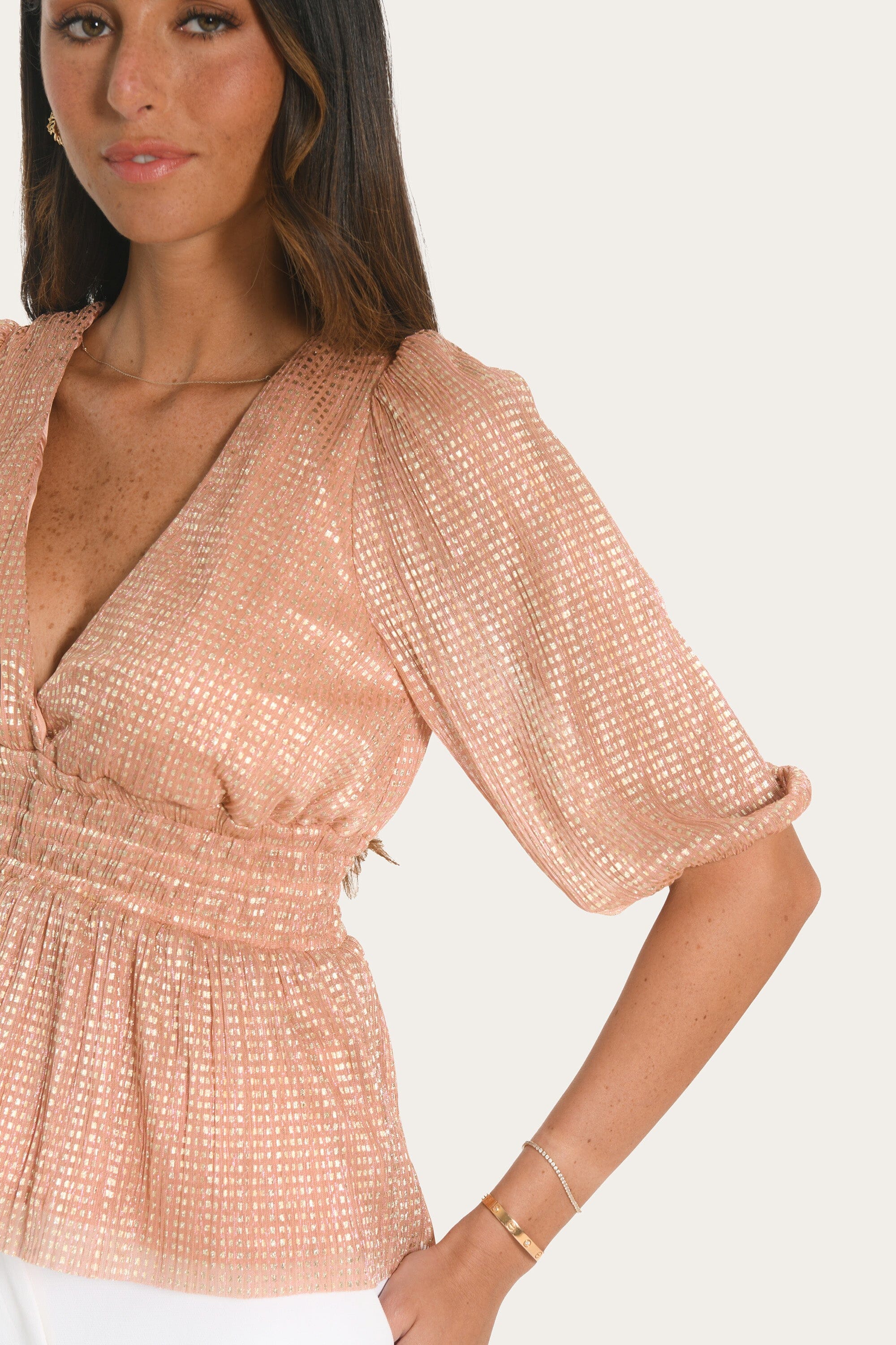 TOP - ALEXIANE - PECHE/GOLD TOP NEW KOOKAI Mode Kookai