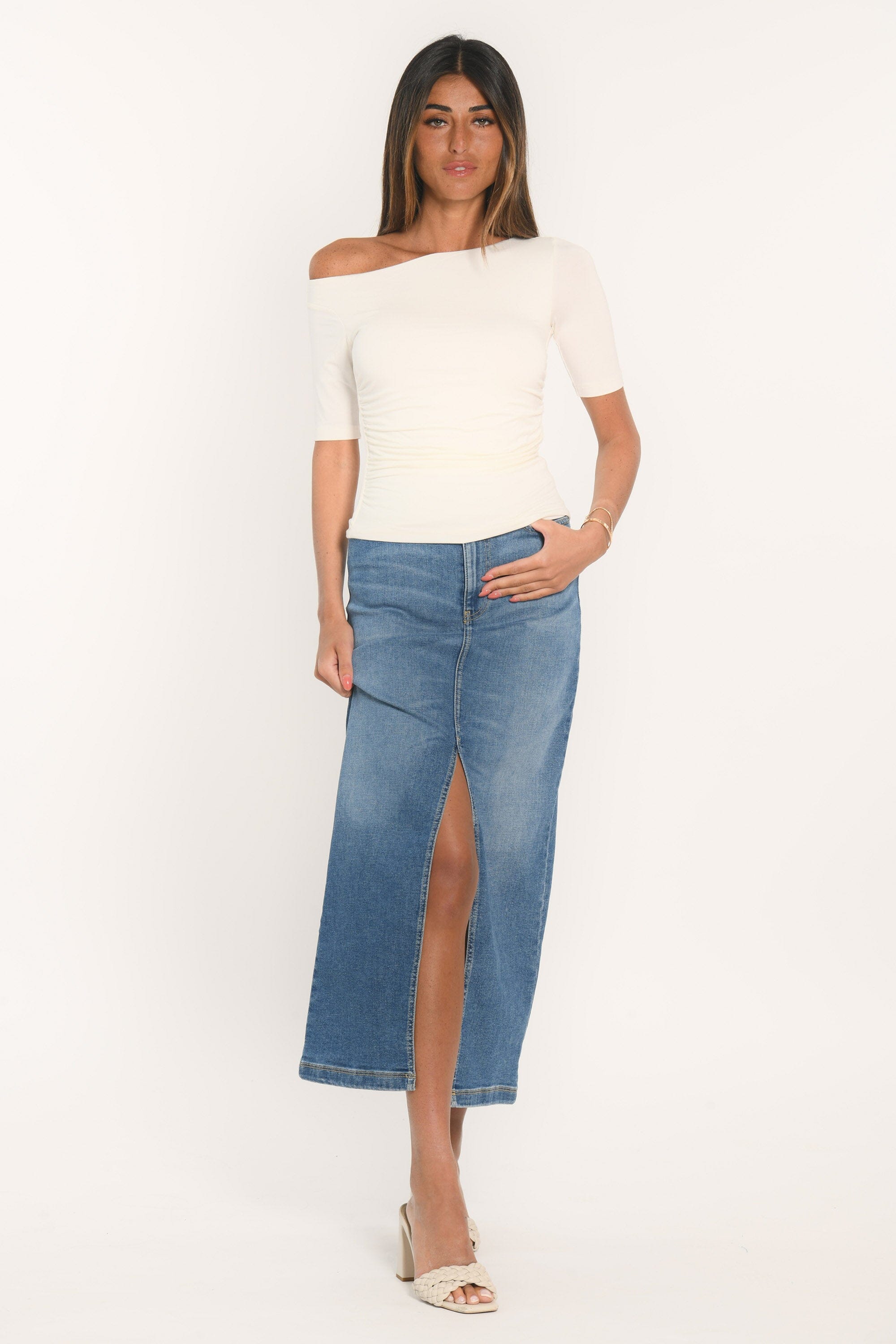 TOP ASYMÉTRIQUE - ANILA - ÉCRU TEE SHIRT NEW KOOKAI Mode Kookai