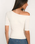 TOP ASYMÉTRIQUE - ANILA - ÉCRU TEE SHIRT NEW KOOKAI Mode Kookai