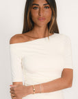 TOP ASYMÉTRIQUE - ANILA - ÉCRU TEE SHIRT NEW KOOKAI Mode Kookai