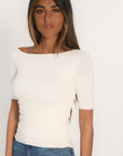 TOP ASYMÉTRIQUE - ANILA - ÉCRU TEE SHIRT NEW KOOKAI Mode Kookai