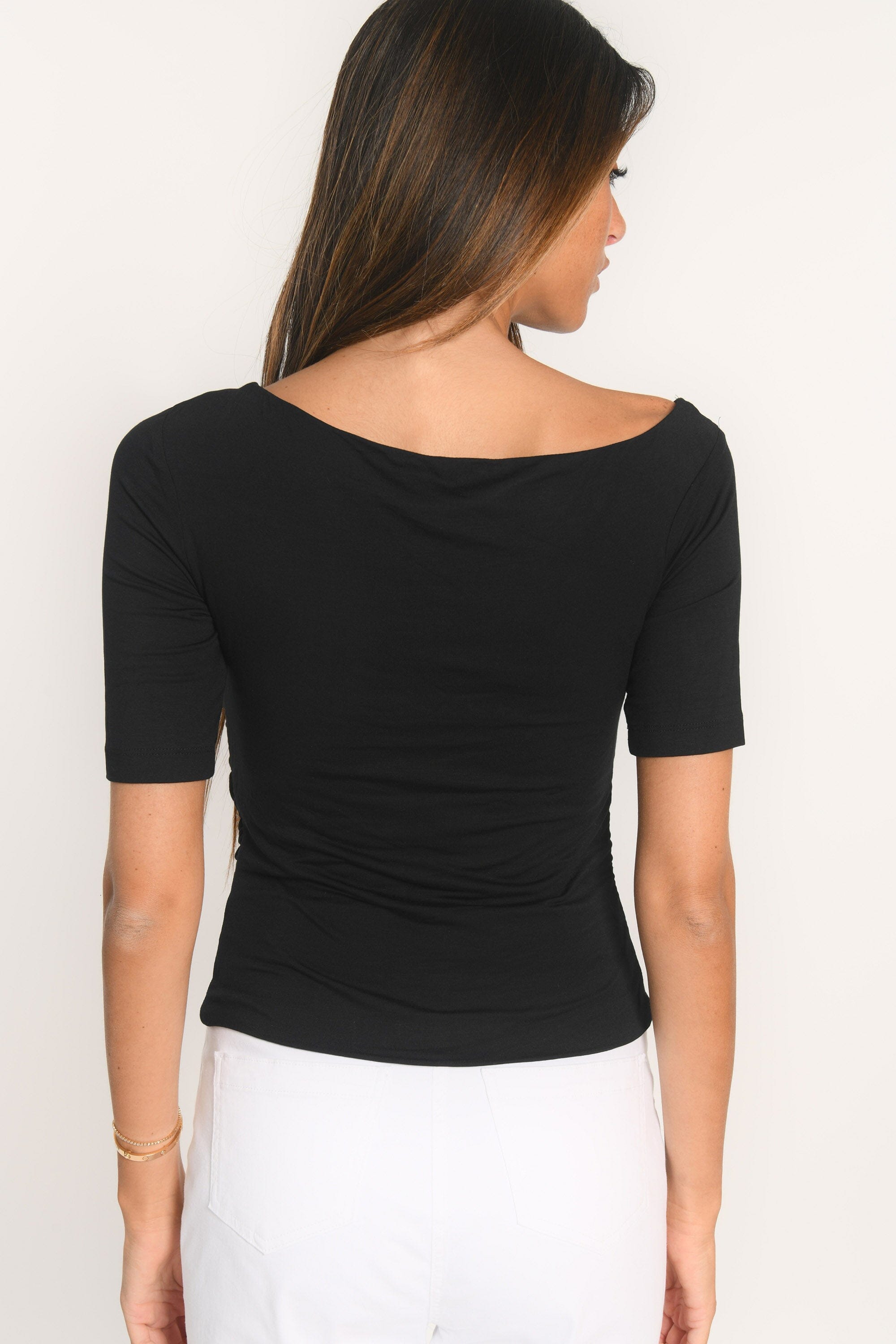 TOP ASYMÉTRIQUE - ANILA - NOIR TEE SHIRT NEW KOOKAI Mode Kookai