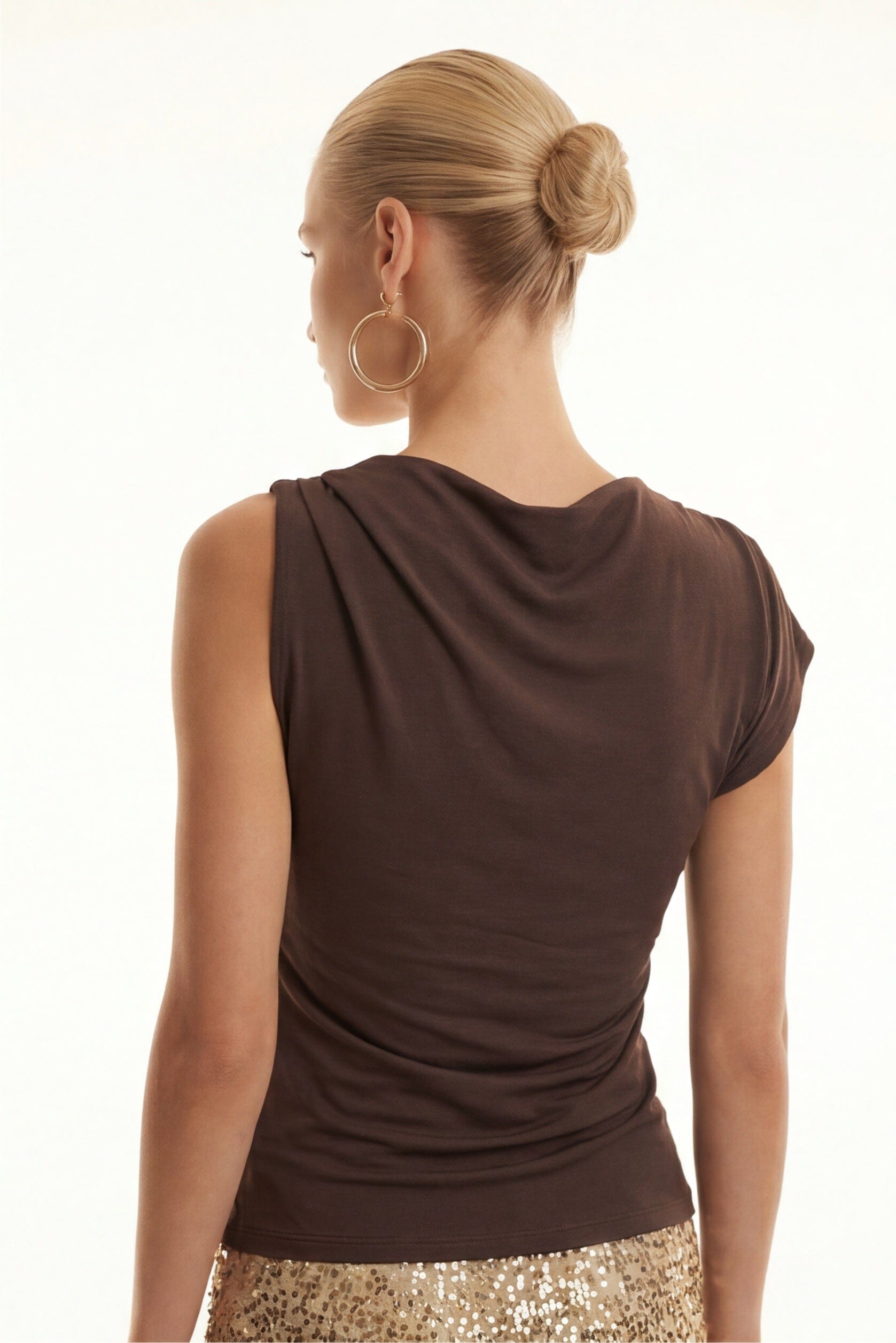 TOP ASYMETRIQUE - CRYSTA - ESPRESSO TEE SHIRT NEW KOOKAI Mode Kookai