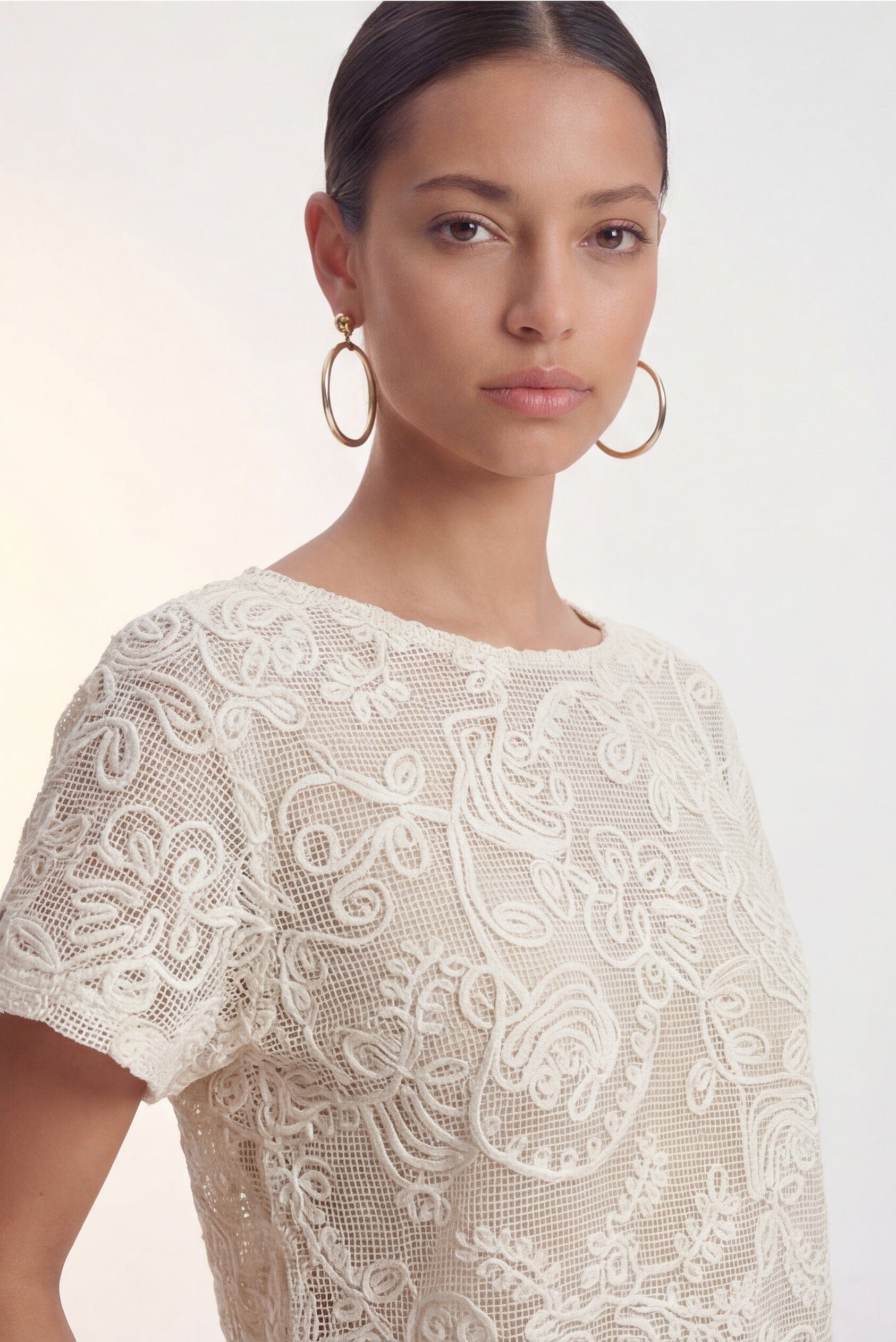 TOP BRODE - CORDIS - ECRU TEE SHIRT NEW KOOKAI Mode Kookai