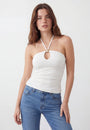 TOP BUSTIER - CHARLENE - ECRU TEE SHIRT NEW KOOKAI Mode Kookai