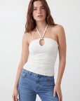 TOP BUSTIER - CHARLENE - ECRU TEE SHIRT NEW KOOKAI Mode Kookai