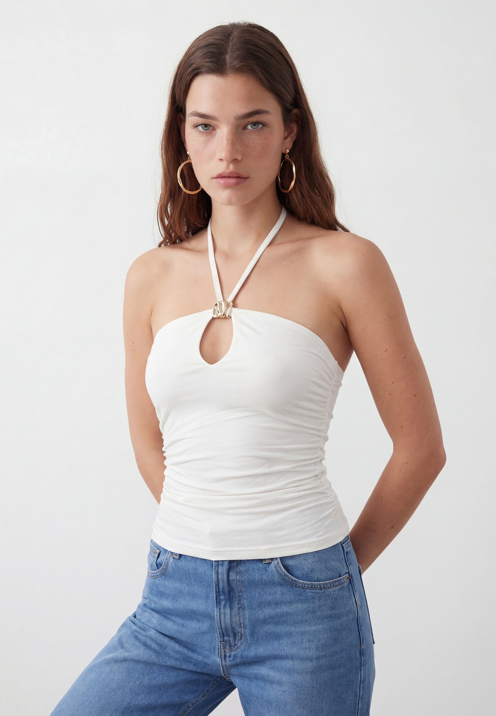 TOP BUSTIER - CHARLENE - ECRU TEE SHIRT NEW KOOKAI Mode Kookai
