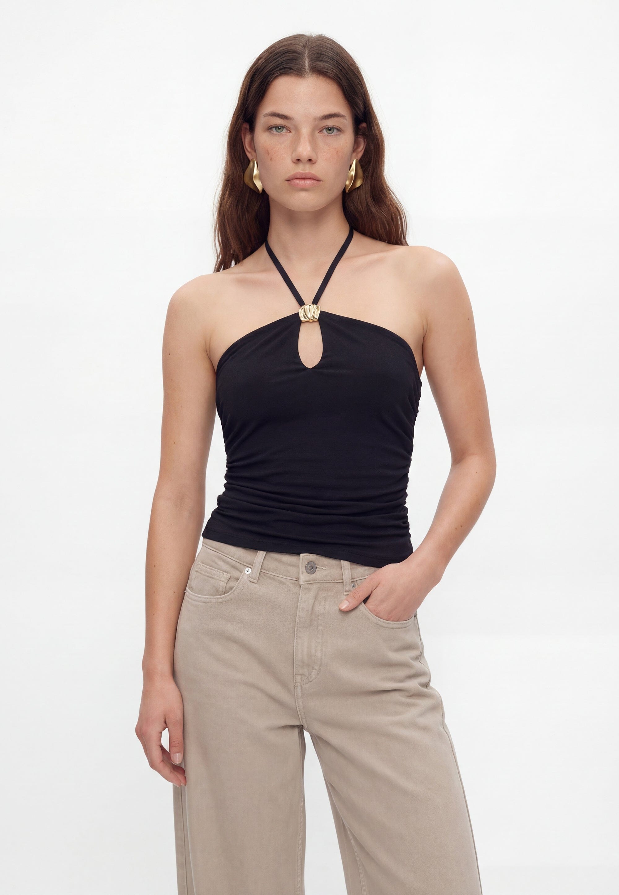 TOP BUSTIER - CHARLENE - NOIR TEE SHIRT NEW KOOKAI Mode Kookai