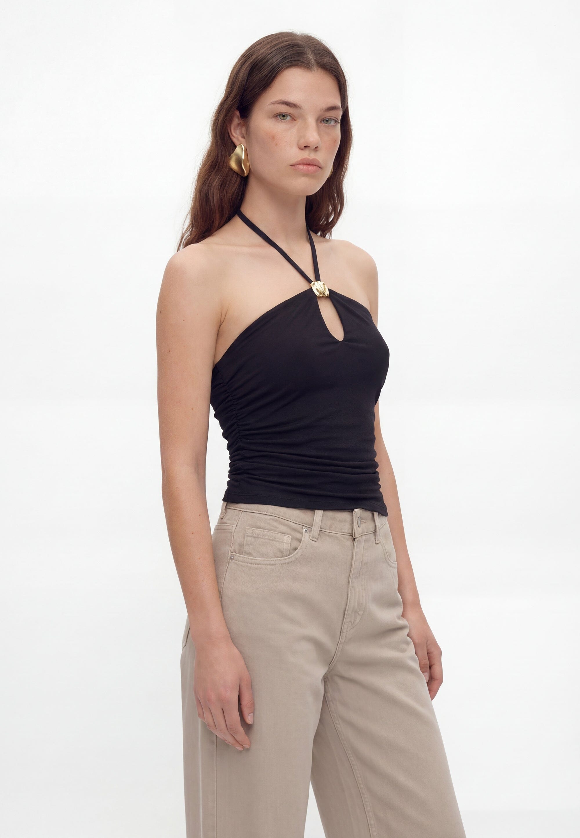 TOP BUSTIER - CHARLENE - NOIR TEE SHIRT NEW KOOKAI Mode Kookai