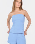 TOP BUSTIER KOBE HYDRANGEA BLUE CHEMISIER KOOKAI Mode Kookai