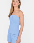 TOP BUSTIER KOBE HYDRANGEA BLUE CHEMISIER KOOKAI Mode Kookai