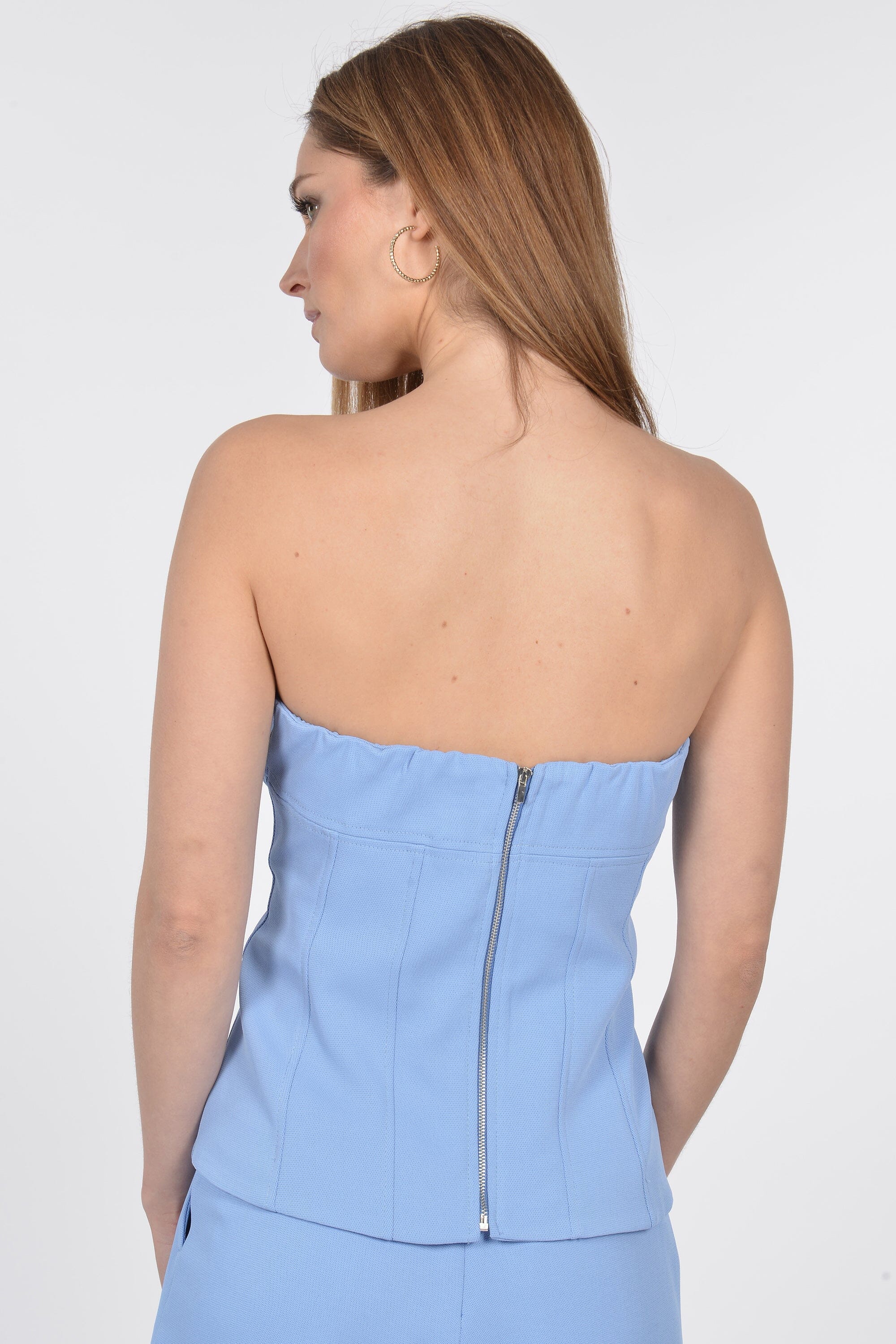 TOP BUSTIER KOBE HYDRANGEA BLUE CHEMISIER KOOKAI Mode Kookai