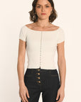 TOP COL BARDOT - ÉCRU - ANDY PULL KOOKAI Mode Kookai