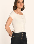 TOP COL BARDOT - ÉCRU - ANDY PULL KOOKAI Mode Kookai