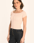 TOP COL BARDOT - ROSE PÂLE - ANDY PULL KOOKAI Mode Kookai