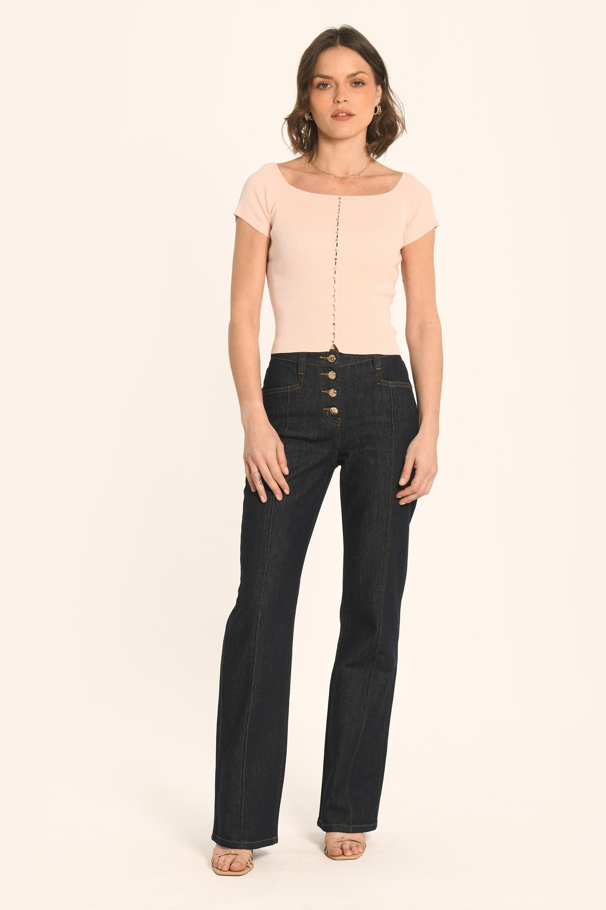 TOP COL BARDOT - ROSE PÂLE - ANDY PULL KOOKAI Mode Kookai