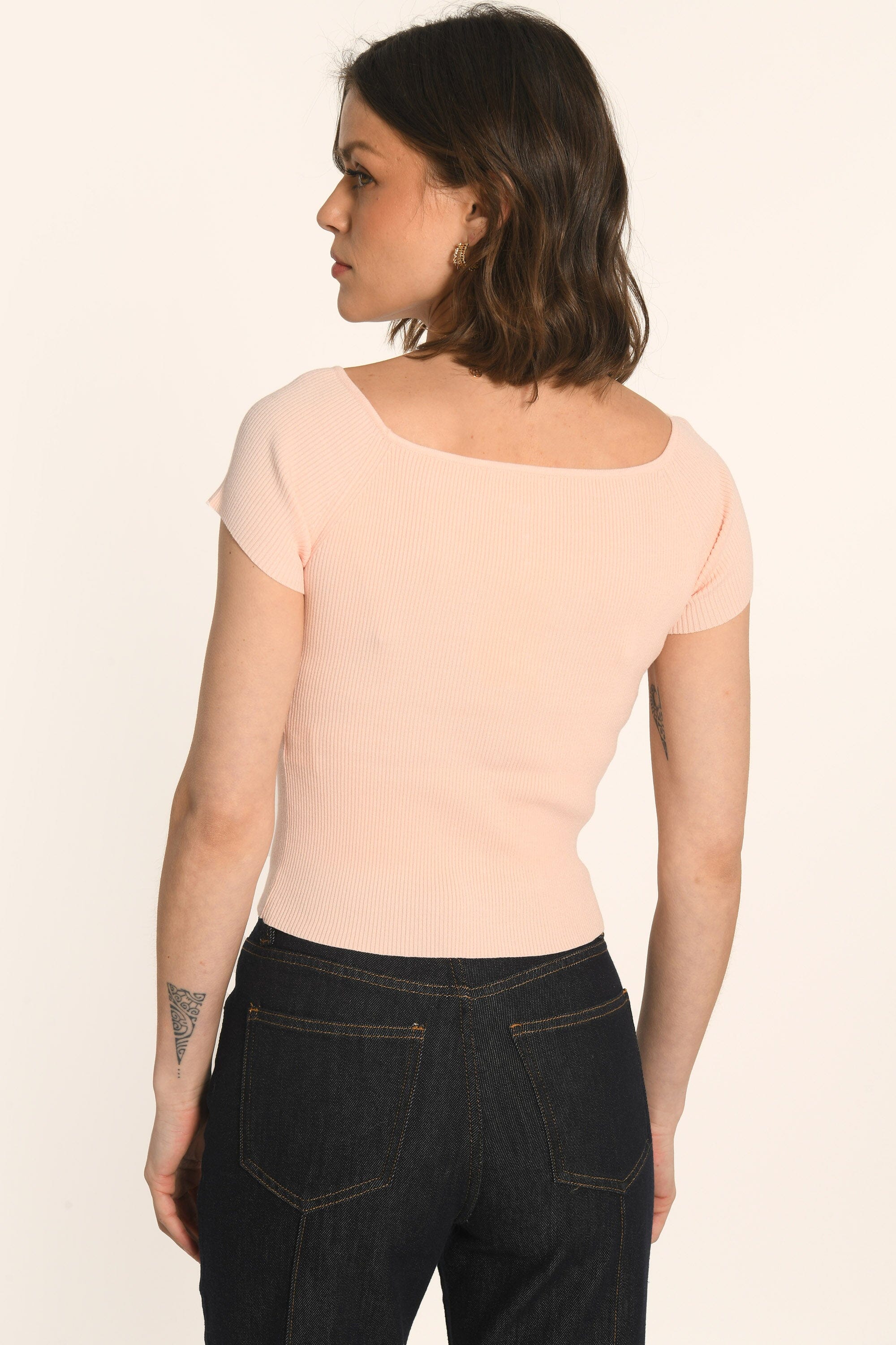 TOP COL BARDOT - ROSE PÂLE - ANDY PULL KOOKAI Mode Kookai