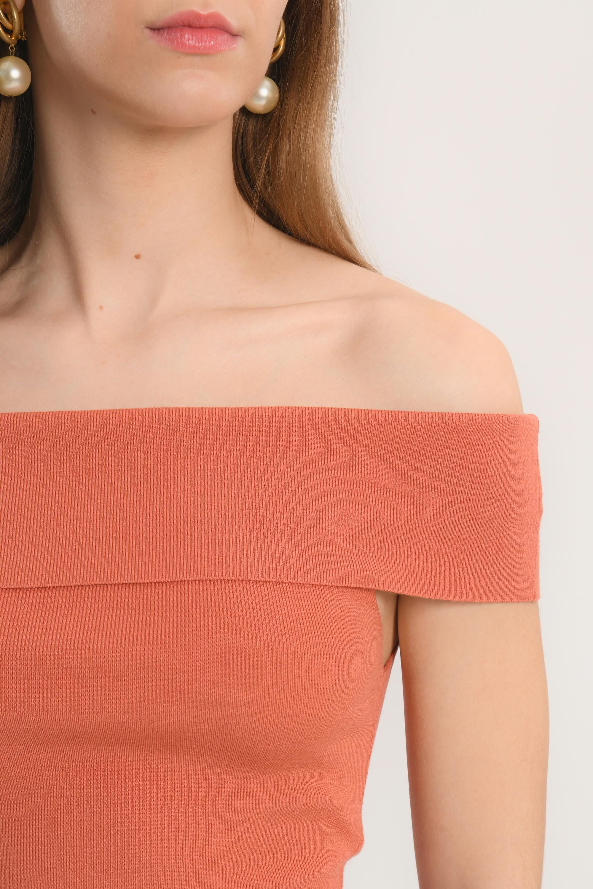 TOP COL BARDOT - TERRACOTA - APOLLINE PULL KOOKAI Mode Kookai