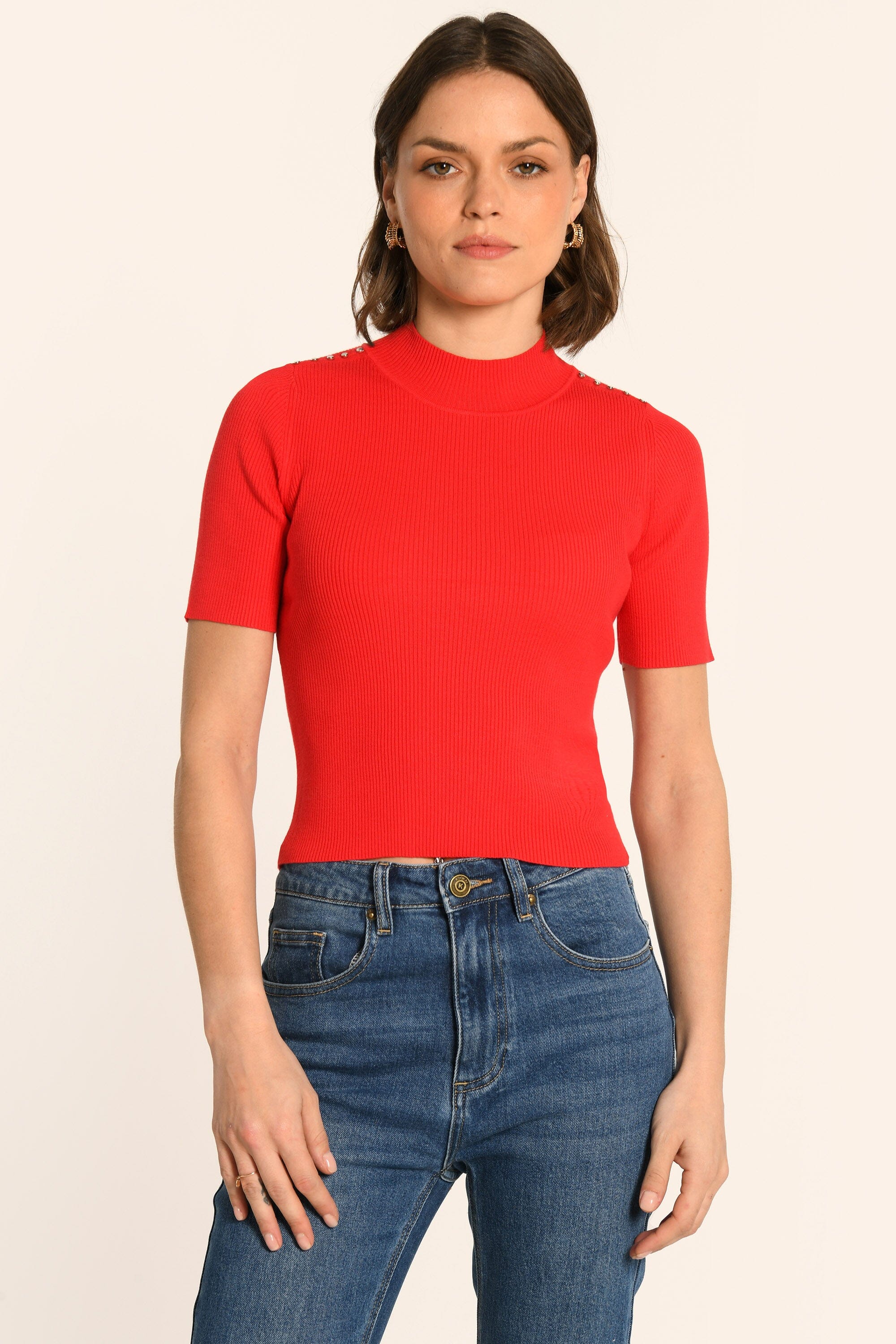 TOP COL MONTANT - ROUGE - ANDY PULL KOOKAI Mode Kookai