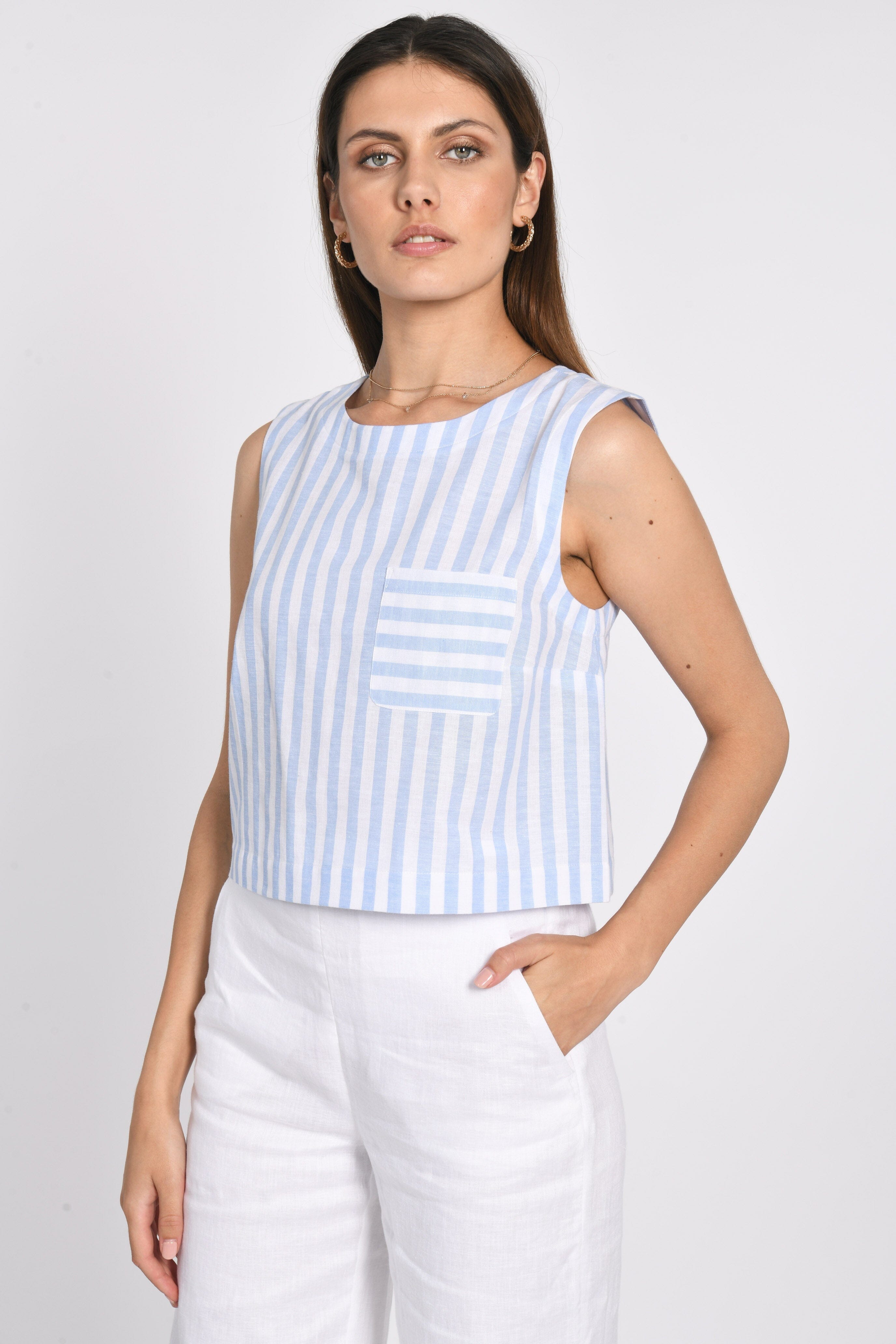 TOP DEBARDEUR RAYURES LULA BLEU TOP KOOKAI Mode Kookai