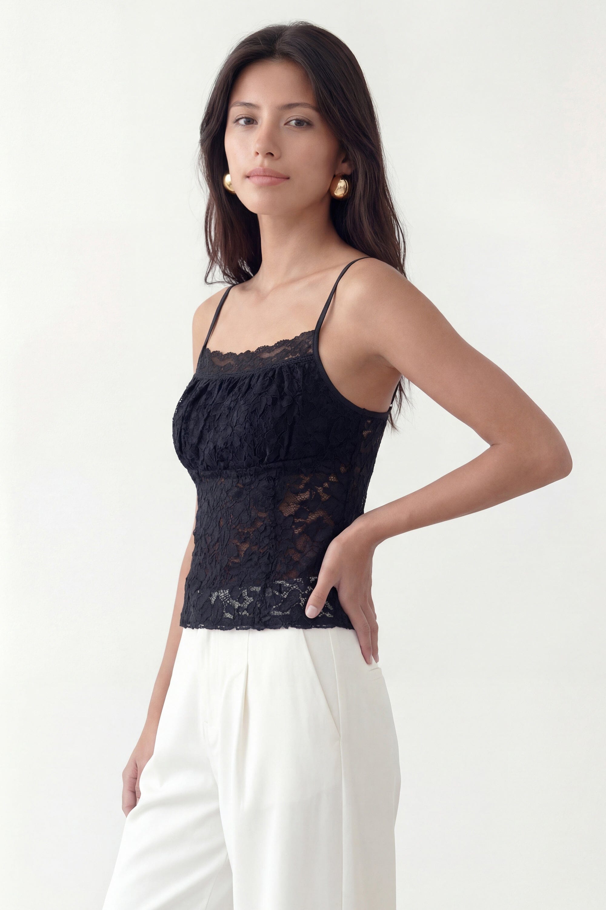 TOP DENTELLE - CURTIS - NOIR TEE SHIRT NEW KOOKAI Mode Kookai