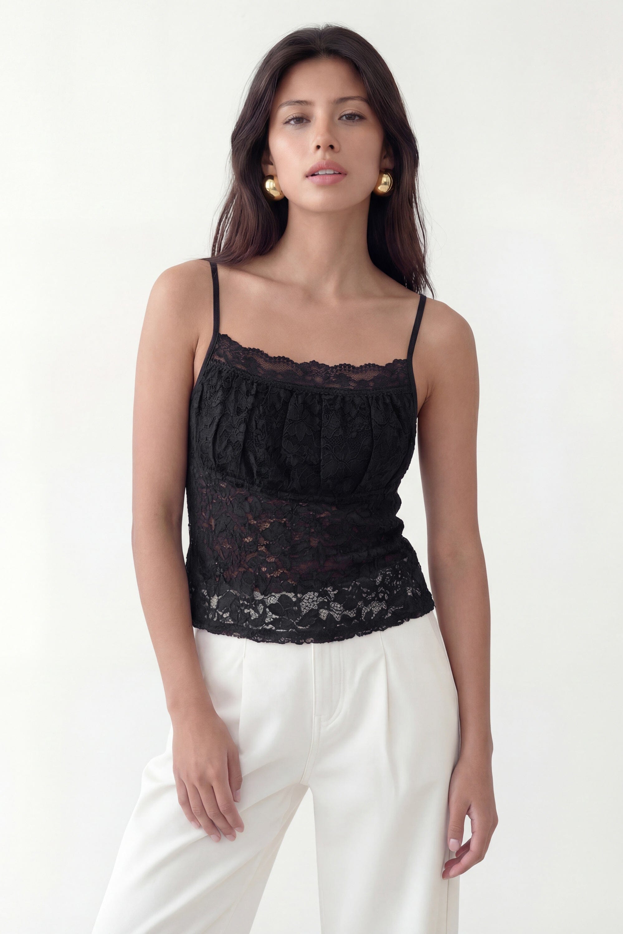 TOP DENTELLE - CURTIS - NOIR TEE SHIRT NEW KOOKAI Mode Kookai