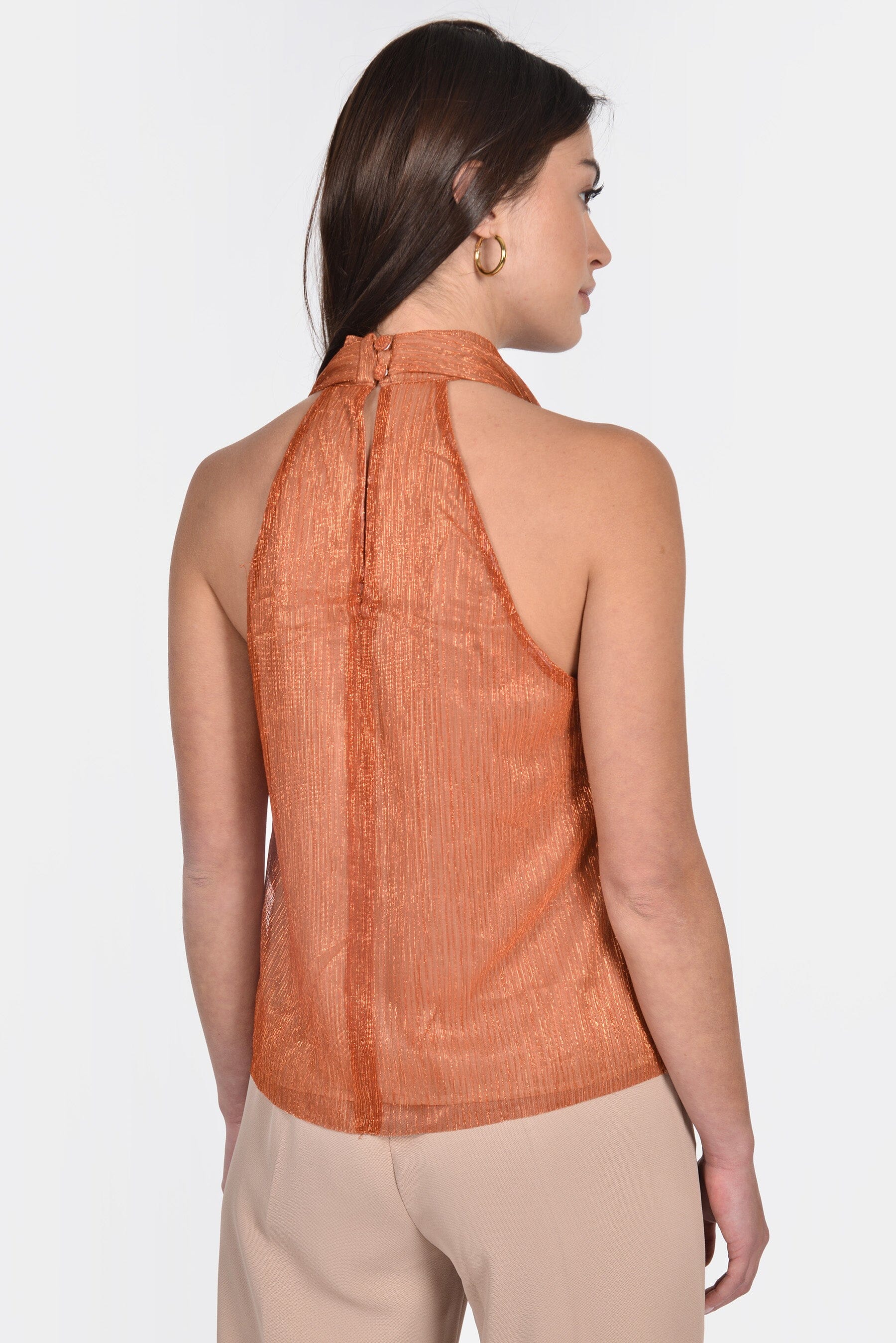 TOP FOULARD BRIANA ORANGE/GOLD TOP KOOKAI Mode Kookai