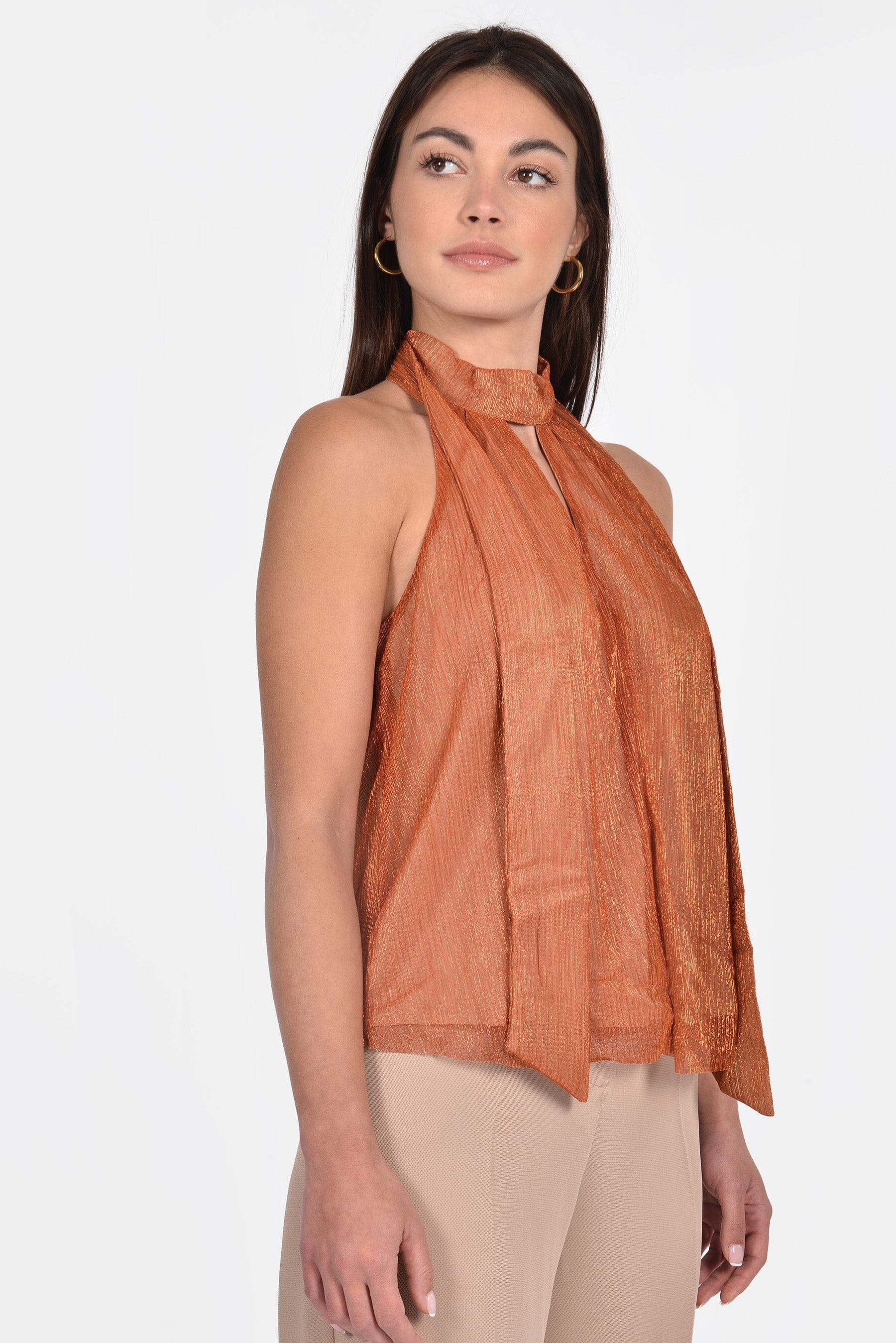 TOP FOULARD BRIANA ORANGE/GOLD TOP KOOKAI Mode Kookai