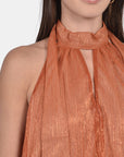 TOP FOULARD BRIANA ORANGE/GOLD TOP KOOKAI Mode Kookai