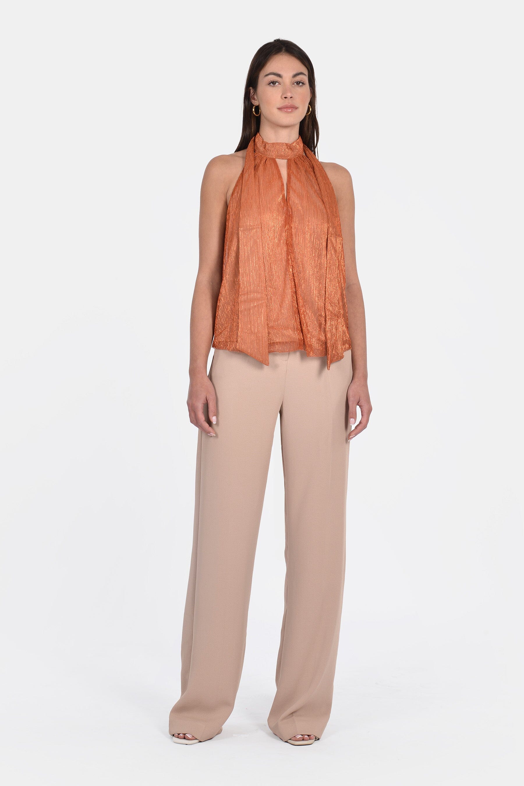 TOP FOULARD BRIANA ORANGE/GOLD TOP KOOKAI Mode Kookai