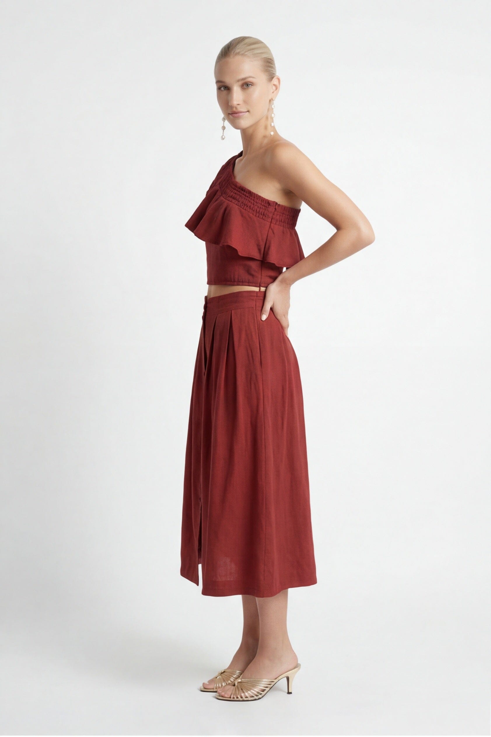 TOP ONE SHOULDER - CALETA - BRIQUE TOP NEW KOOKAI Mode Kookai