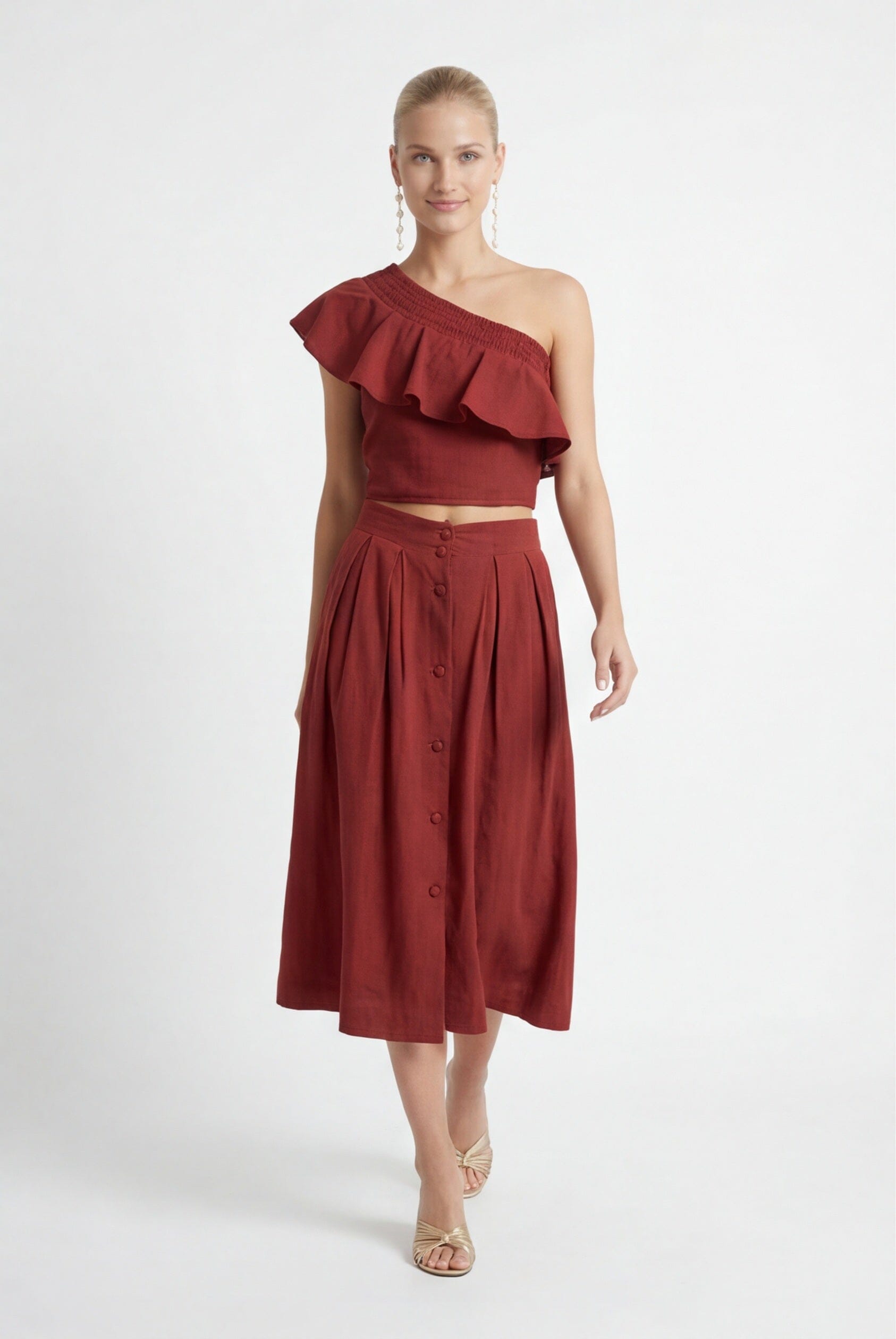 TOP ONE SHOULDER - CALETA - BRIQUE TOP NEW KOOKAI Mode Kookai