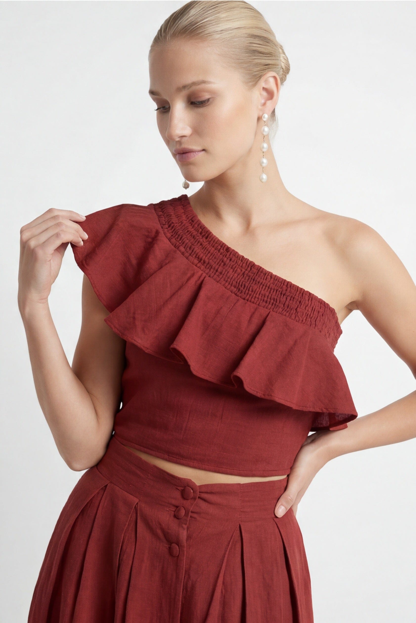 TOP ONE SHOULDER - CALETA - BRIQUE TOP NEW KOOKAI Mode Kookai