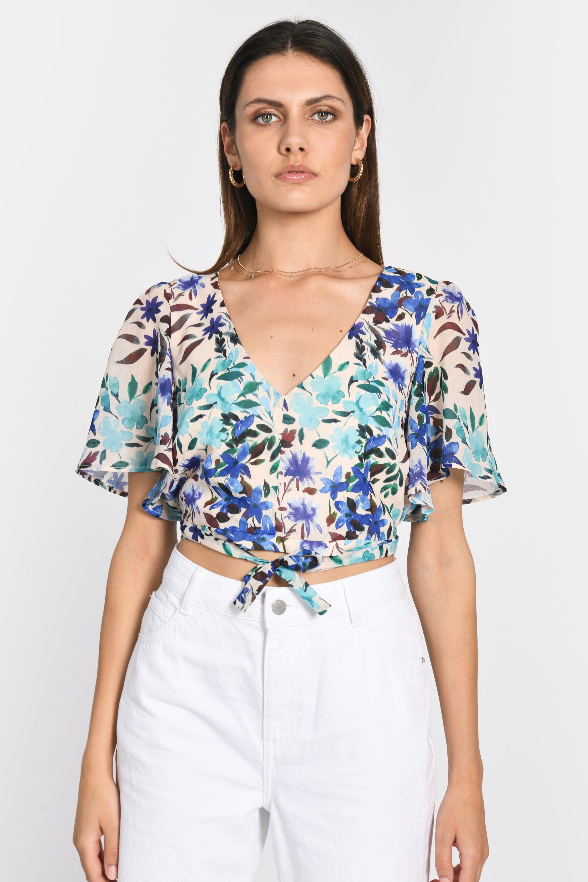 TOP PRISCA FLEURS MULTI BLEU TOP KOOKAI Mode Kookai
