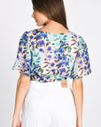 TOP PRISCA FLEURS MULTI BLEU TOP KOOKAI Mode Kookai