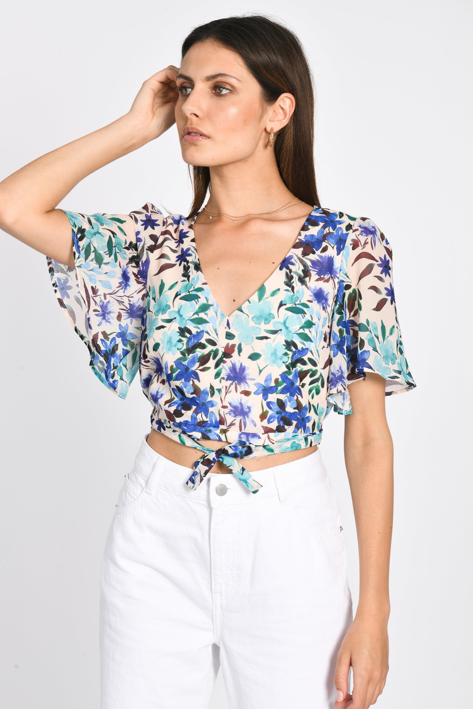 TOP PRISCA FLEURS MULTI BLEU TOP KOOKAI Mode Kookai