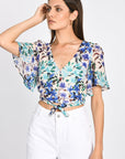 TOP PRISCA FLEURS MULTI BLEU TOP KOOKAI Mode Kookai
