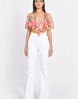 TOP PRISCA FLEURS MULTI ORANGE TOP KOOKAI Mode Kookai