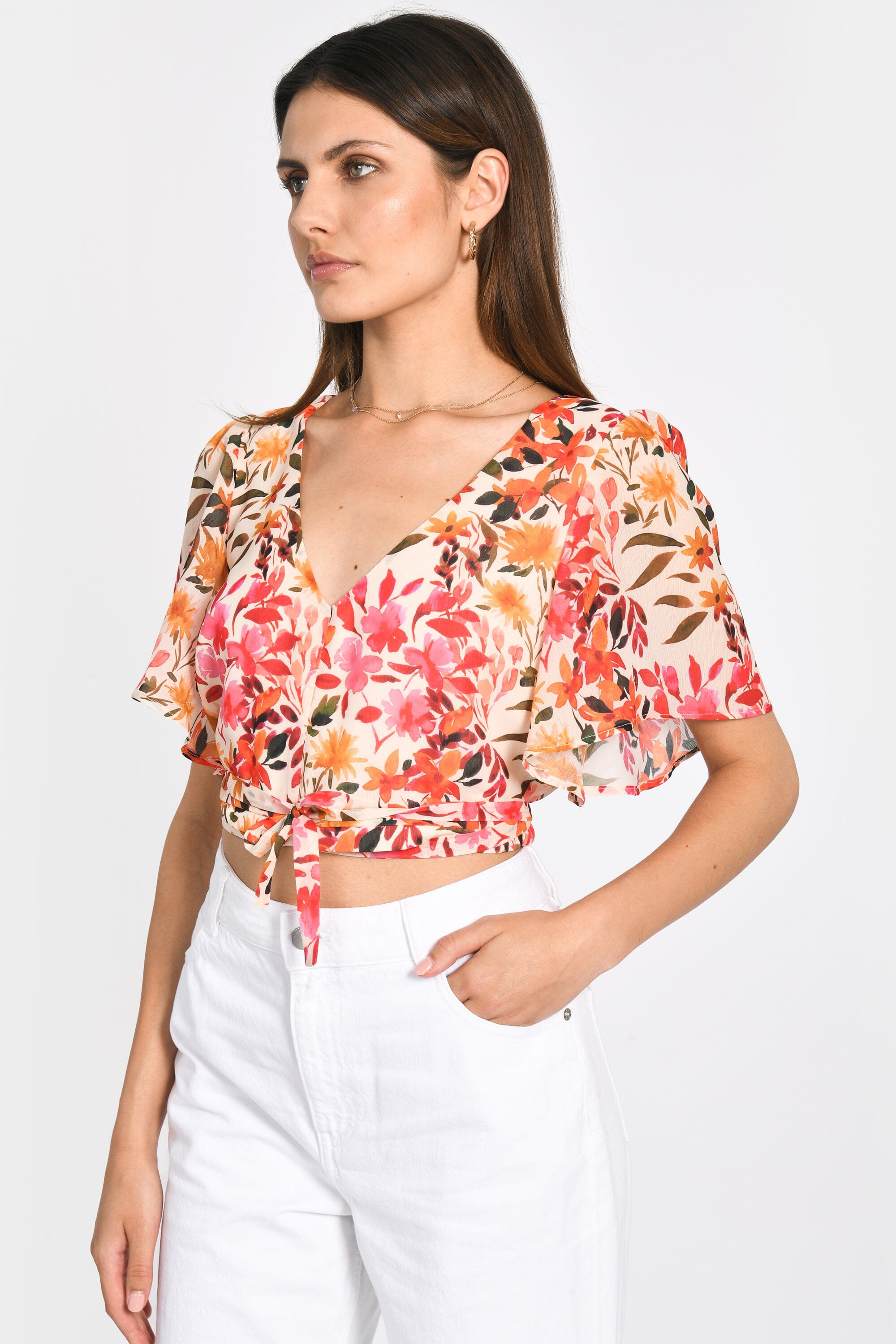 TOP PRISCA FLEURS MULTI ORANGE TOP KOOKAI Mode Kookai