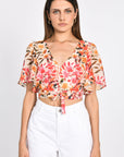 TOP PRISCA FLEURS MULTI ORANGE TOP KOOKAI Mode Kookai