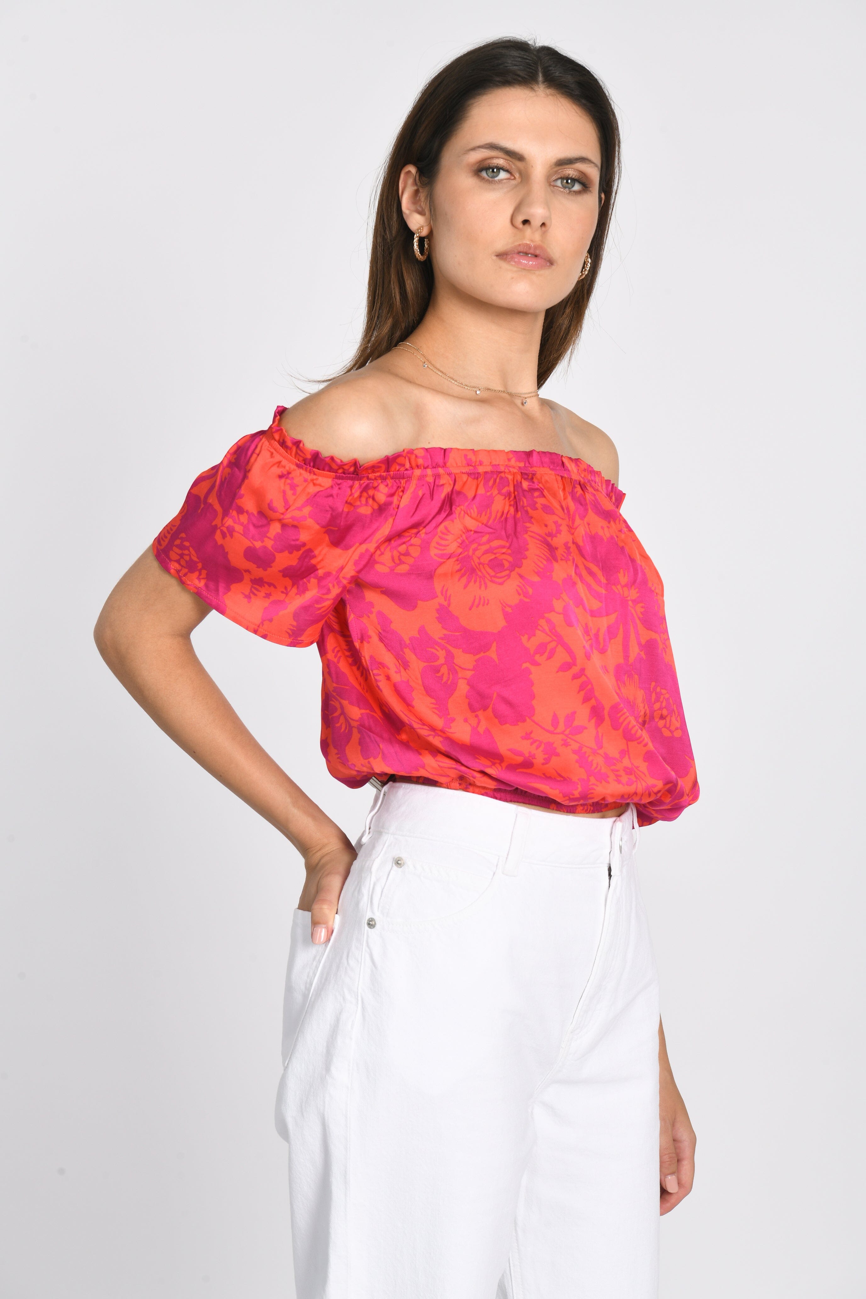 TOP SMOCK ROSA FUCHSIA/ORANGE ROBE NEW KOOKAI Mode Kookai