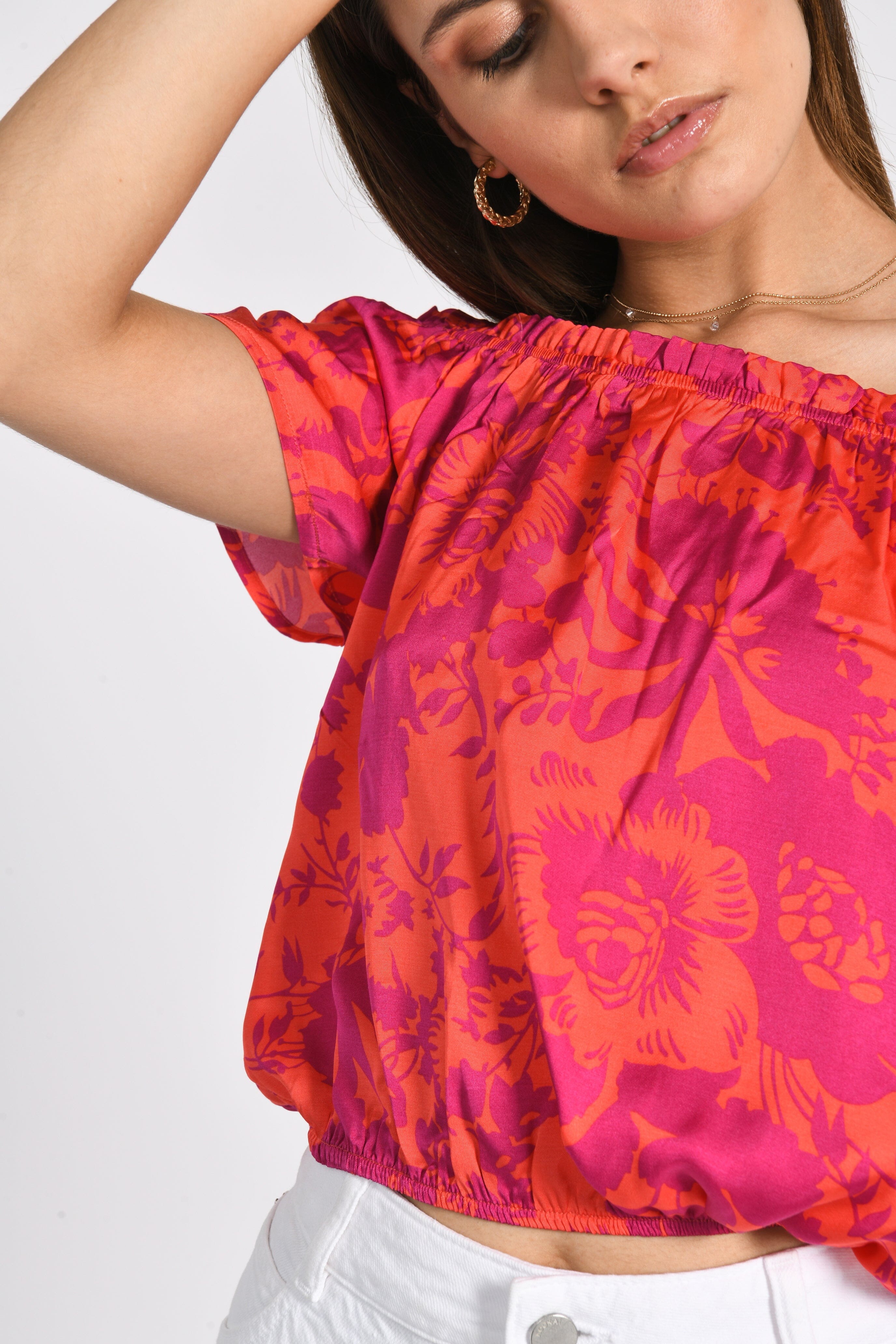 TOP SMOCK ROSA FUCHSIA/ORANGE ROBE NEW KOOKAI Mode Kookai
